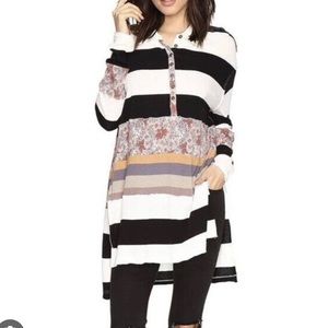 Free People We The Free Eloise Striped Rugby Shirt Long Sleeve Size M